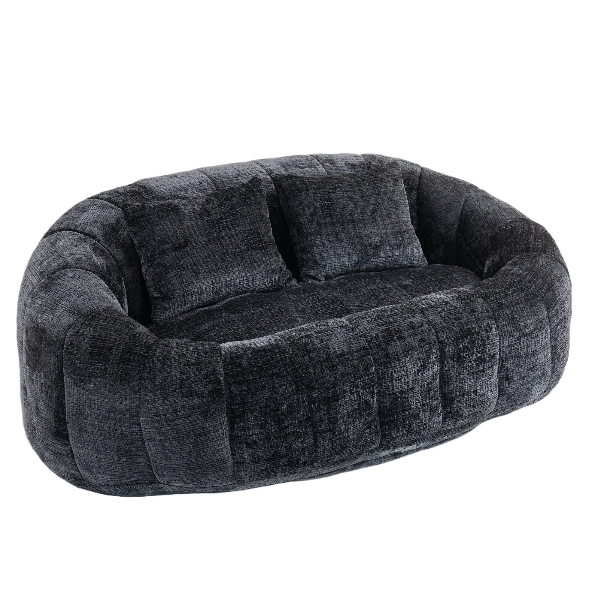 SITZSACK Lounge-Sofa 150x95 cm Chenille Black - Schwarz, Kunststoff (95/63/145cm) - Beauniv