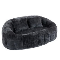 SITZSACK Lounge-Sofa 150x95 cm Chenille Black - Schwarz, Kunststoff (95/63/145cm) - Beauniv