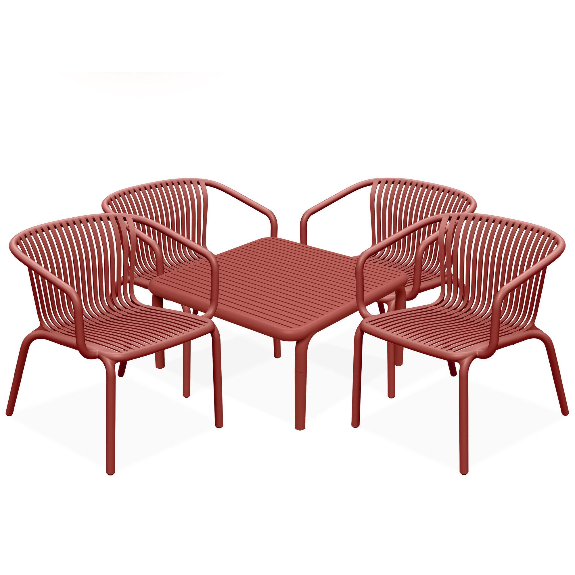 GARTEN ESSGRUPPE FICCARI, Gartenmöbel-Set 5-tlg, Rot - Rot, Kunststoff - KONSIMO®
