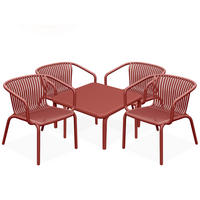 GARTEN ESSGRUPPE FICCARI, Gartenmöbel-Set 5-tlg, Rot - Rot, Kunststoff - KONSIMO®