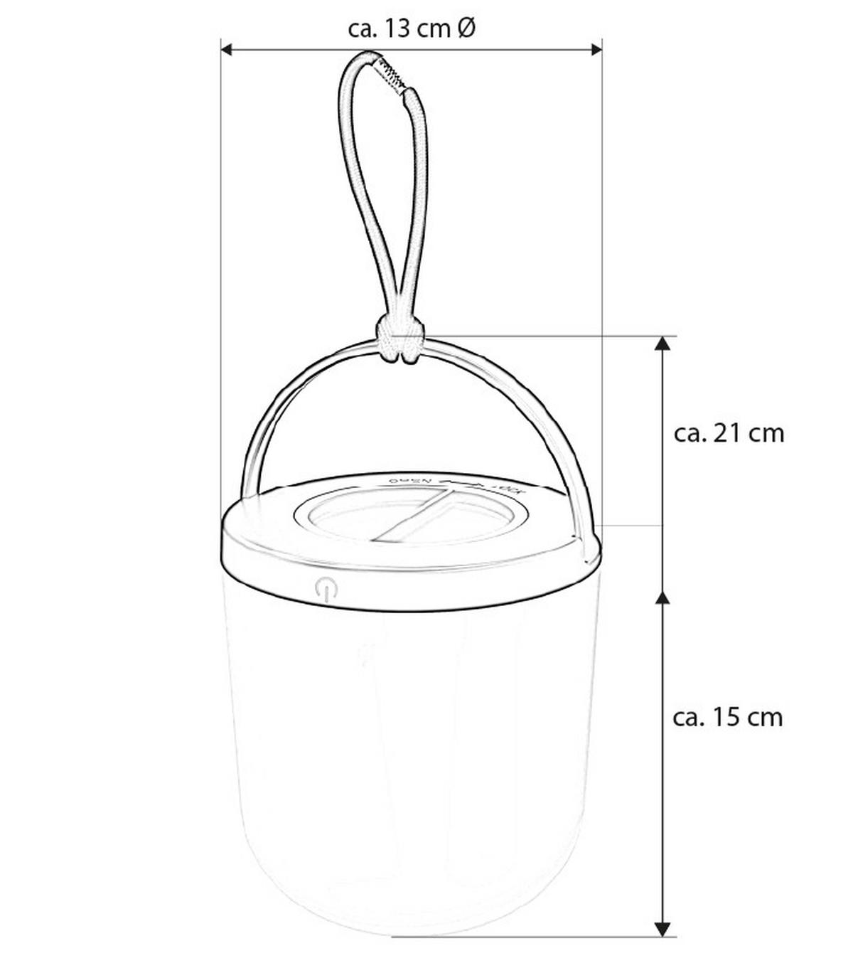 LED-LEUCHTE Dimmbar warmweiß batteriebetrieben mit Schlaufe IP44 3000K 80lm beige - Beige, Kunststoff (13/13/21cm) - Northpoint