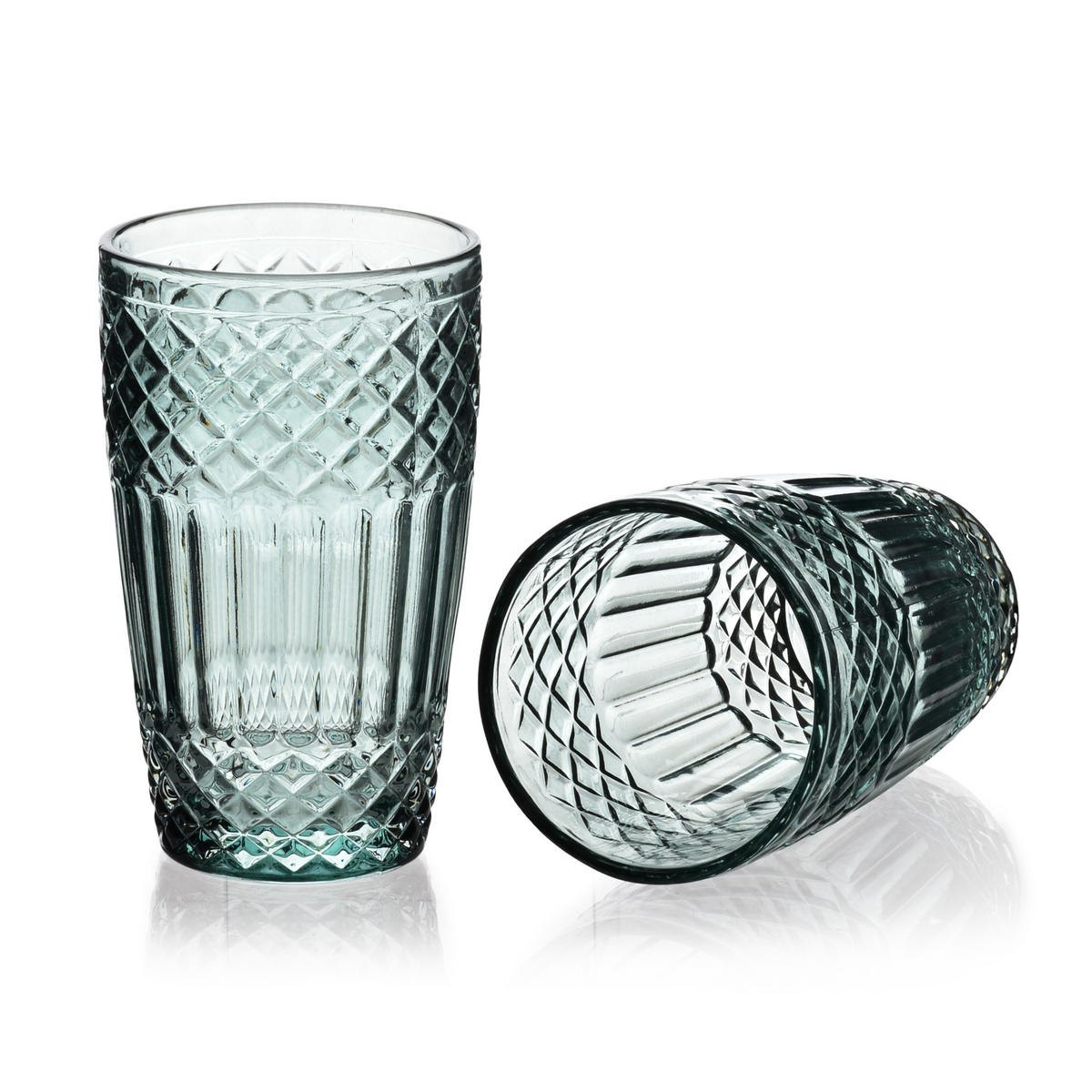 GLÄSER Ella 4er Set grün 8/6/12 cm Glas - Grün, Glas - Mondex