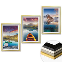 WANDBILDER 3er Set - 40x60 cm Goldrahmen - Seen, Berge, Boote, Frieden - Goldfarben, Kunststoff (40/60cm) - ArtPrintCave