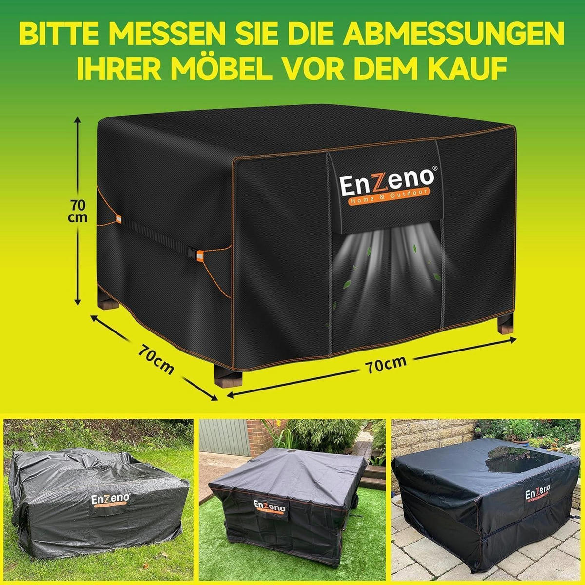 GARTENMÖBEL Abdeckung Rechteckig 70 x 70 x 70 cm - Schwarz, Textil (70/70/70cm)
