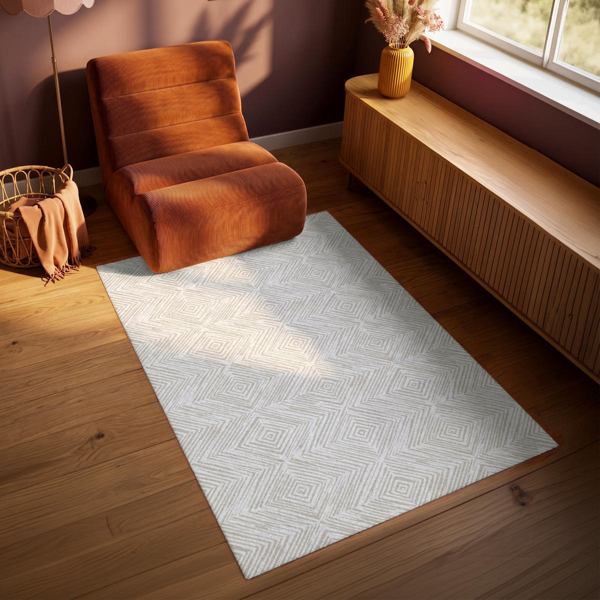 KOBERCE - Abstraktné - Diamanty - Béžová - 90x150 cm - béžová, textil/plast (90/0.4cm) - OnlyWow