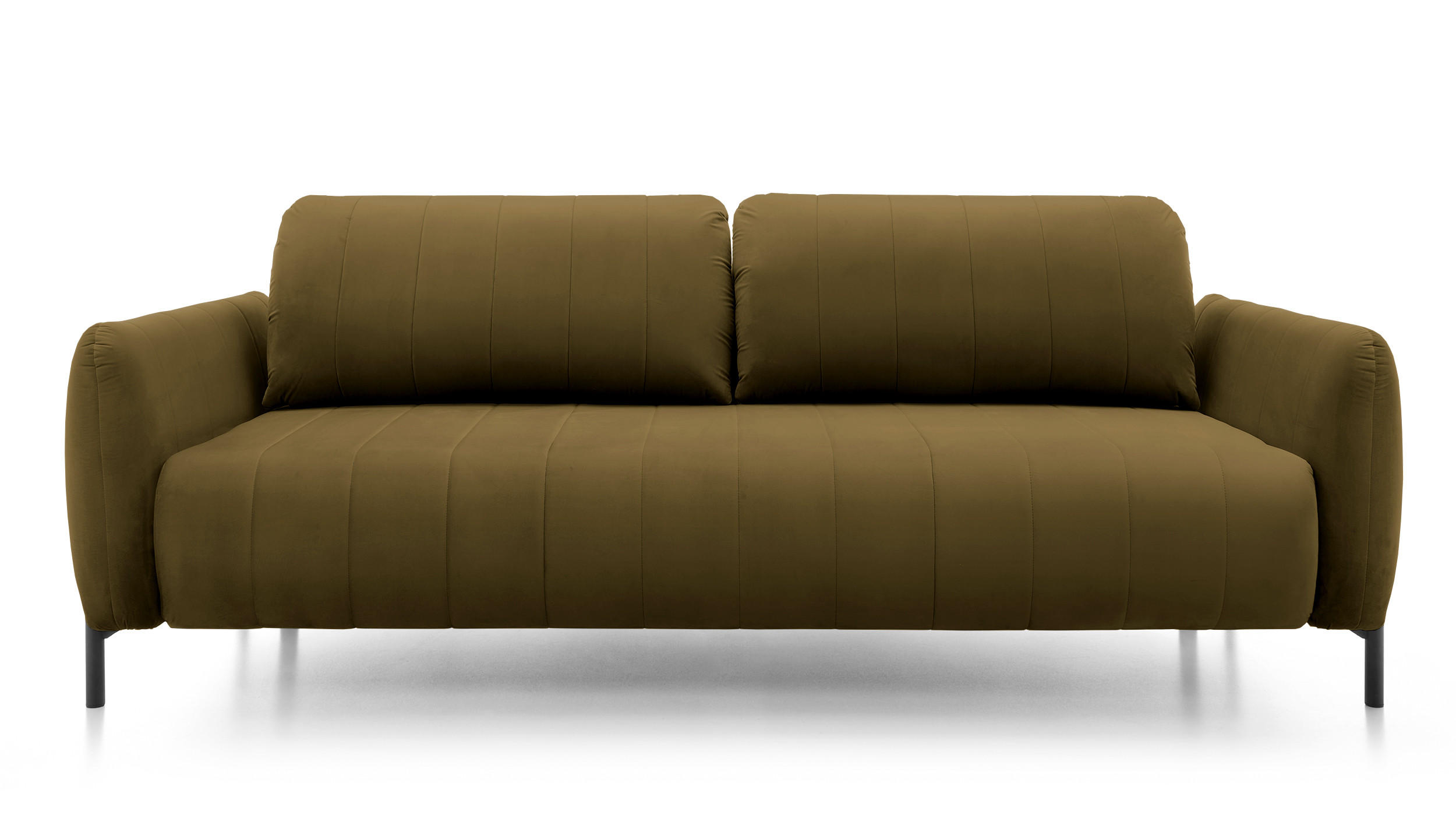 SCHLAFSOFA Neva Khaki Velours 234 cm - Waldgrün/Schwarz, Textil/Metall (234/90/100cm) - Selsey