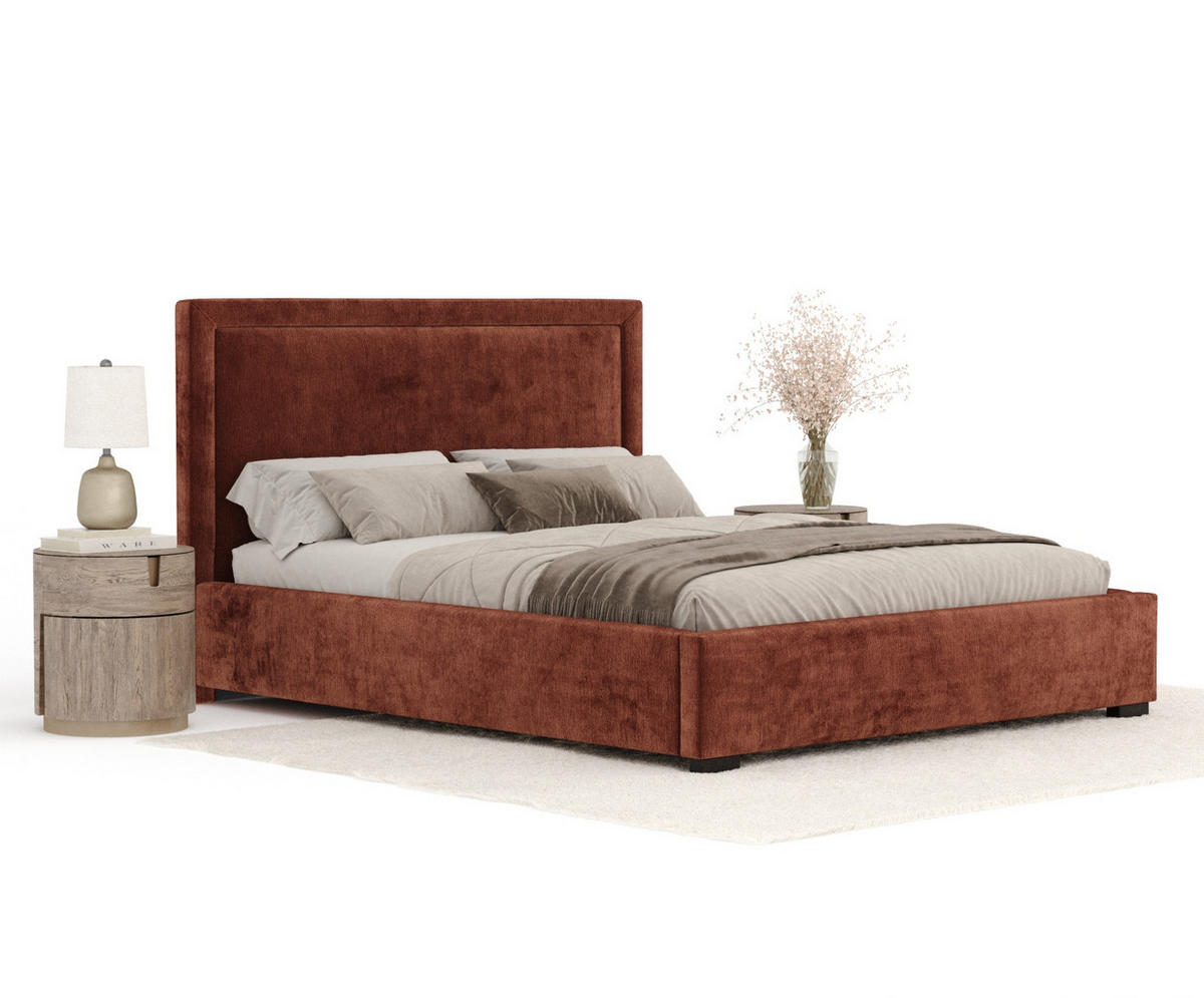 POLSTERBETT Ordina Kupferfarbe 120/200 cm im Chenille-Stoff - Schwarz/Naturfarben, Holz/Holzwerkstoff (120/200cm) - Maison de Reve