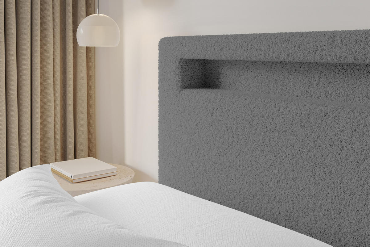 POLSTERBETT mit Bettkasten und Lattenrost, Boxbett ohne Matratze - GOLA 180x200 Grau - Schieferfarben, Holzwerkstoff/Textil (180/200cm) - ALTDECOR