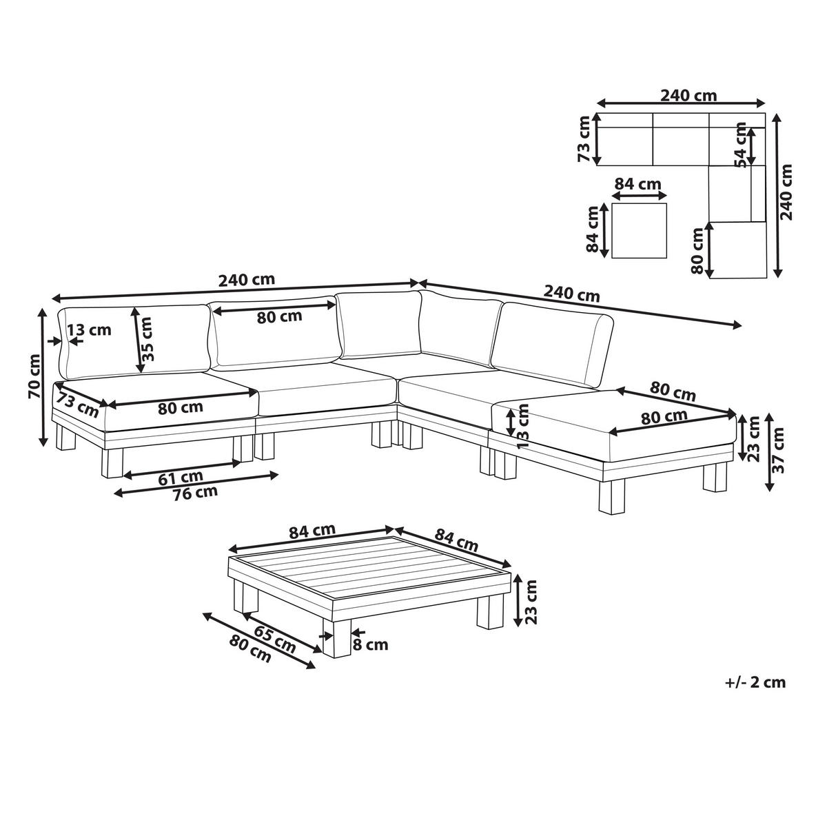LOUNGE-SET 5-Sitzer Weiß Sanza - Hellbraun/Weiß, Metall - Beliani