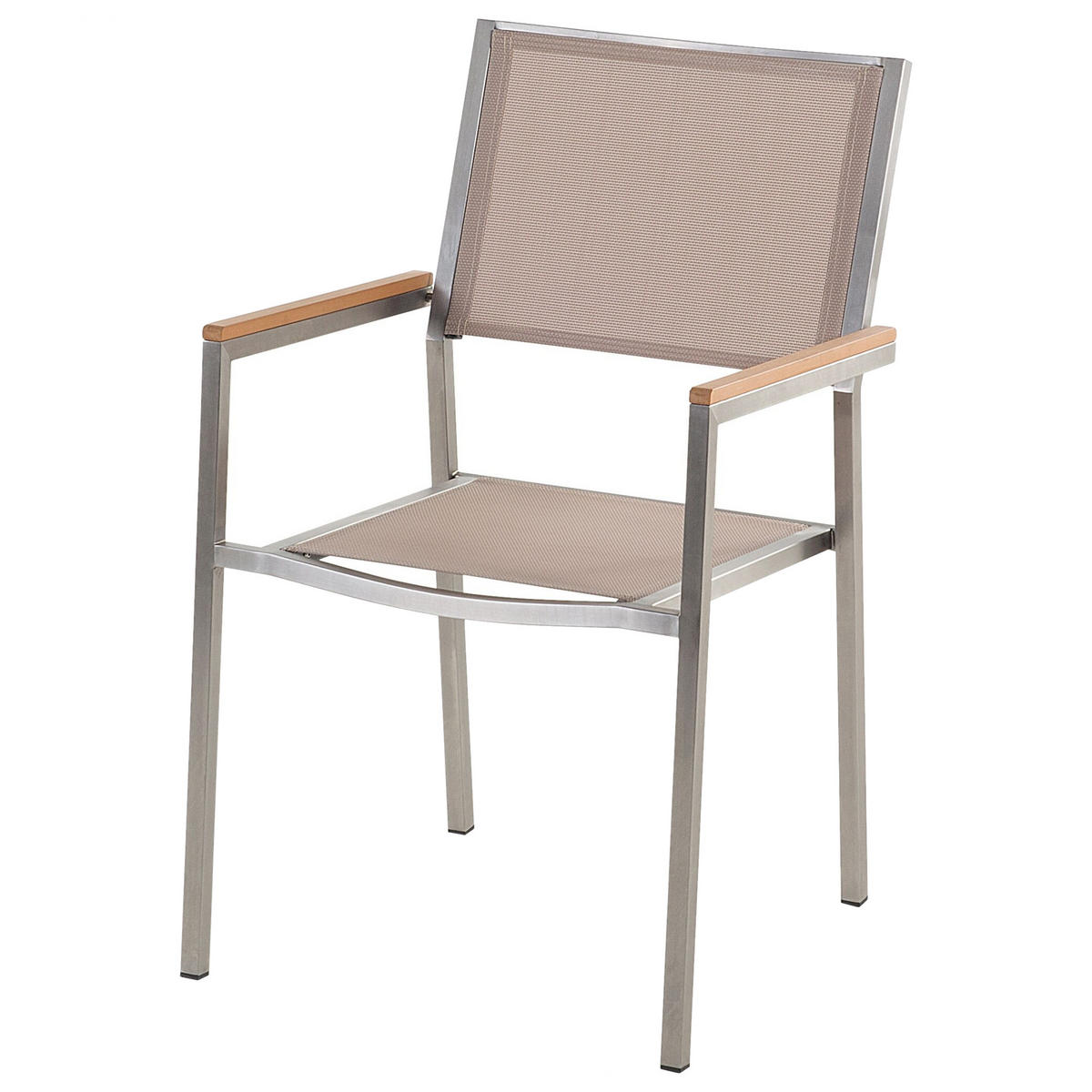 GARTENMÖBEL SET 6-Sitzer Naturstein schwarz poliert beige Grosseto - Beige/Silberfarben, Metall - Beliani