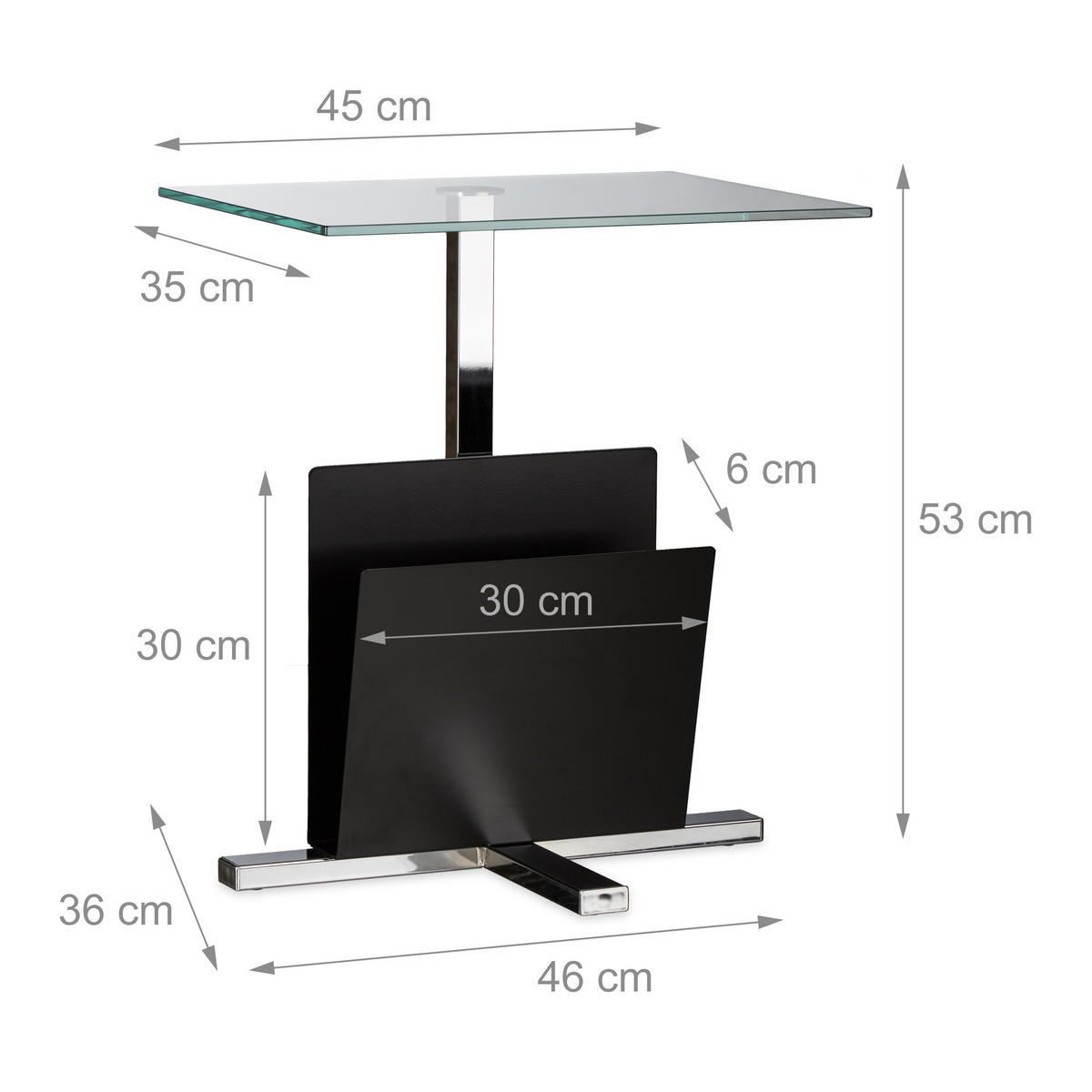 BEISTELLTISCH - Multicolor, Glas/Metall (36/46/53cm) - Relaxdays