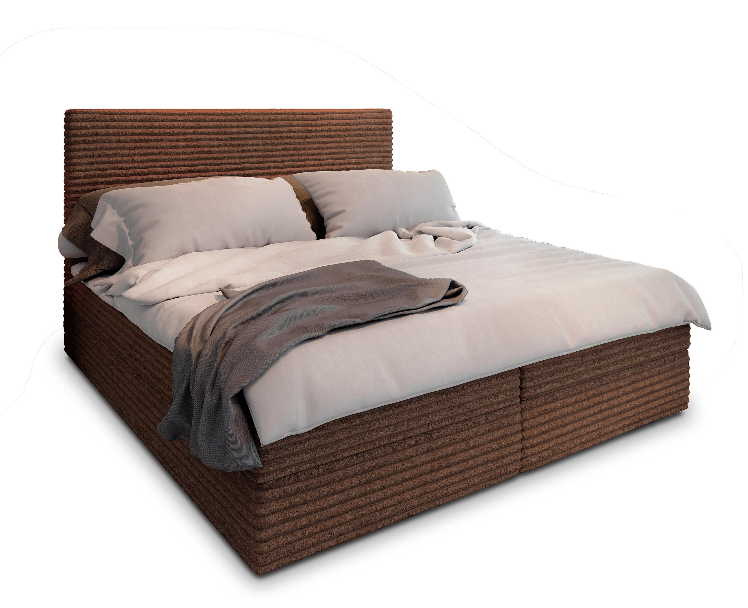 BOXBETT PISA 180x200 cm mit Matratze und Topper - Braun - Braun, Holz (180/200cm) - MASSENO
