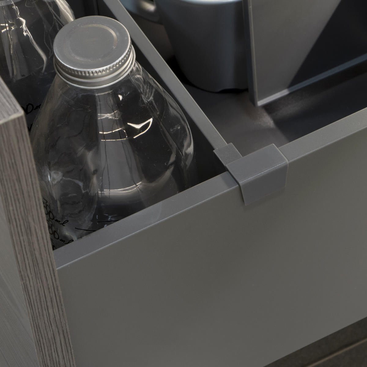 TRENNWANDSET für die Innenausstattung der Schubladen Vertex-Concept, Breite 600mm, Aluminium und Kunststoff, Anthrazitgrau - Anthrazit, Metall (16/5.5/51cm) - EMUCA
