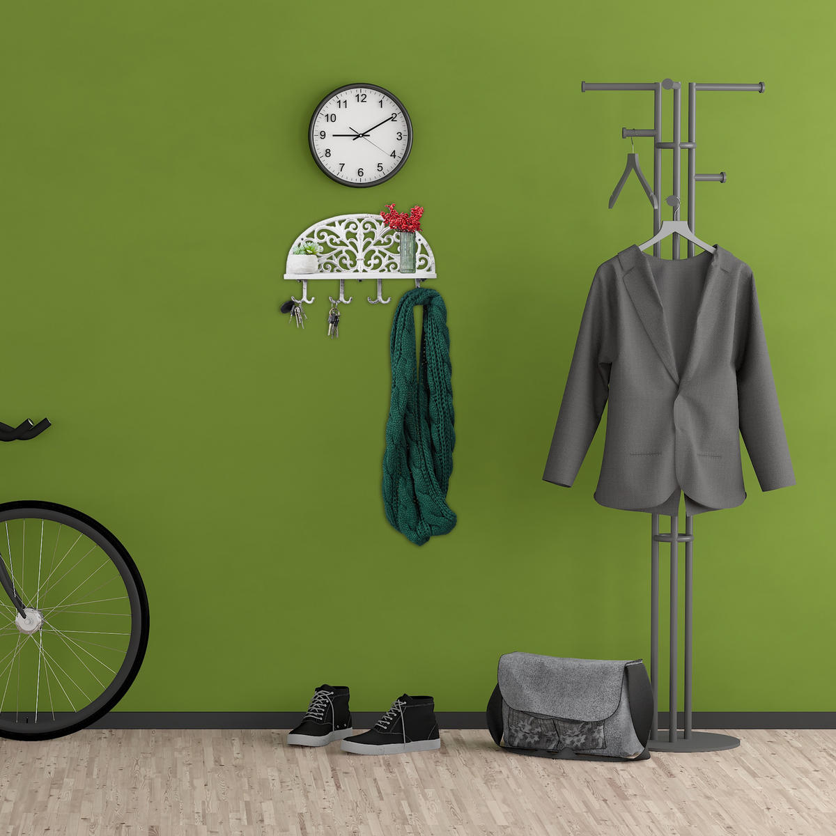 WANDGARDEROBE - Weiß, Holz/Metall (39/23/11.5cm) - Relaxdays