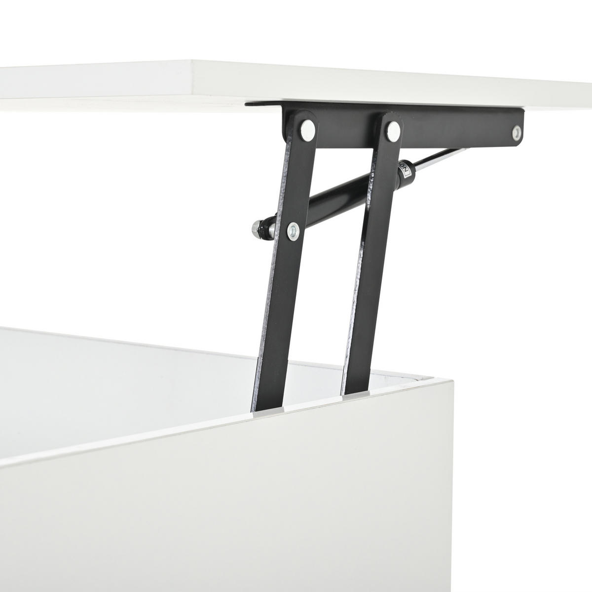 COUCHTISCH aus Spanplatte 100x45x43 cm in Weiß mit LED & höhenverstellbarer Tischplatte - Weiß, Holzwerkstoff (100/45/43cm) - Modfu