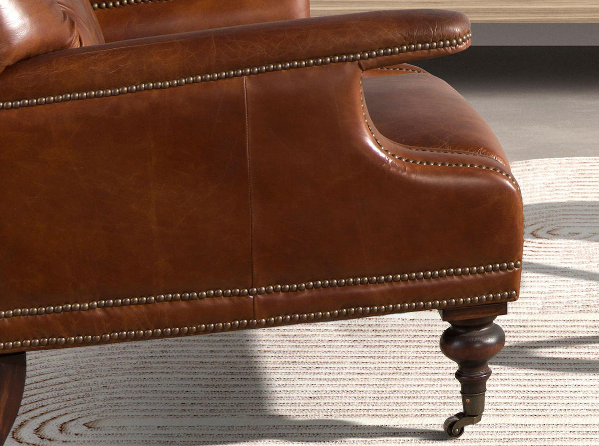 CHESTERFIELD-SESSEL Cognacbraun Mahagoni 80/90/89 cm - Braun, Leder/Holz (80/89/90cm) - ANGEL CERDA