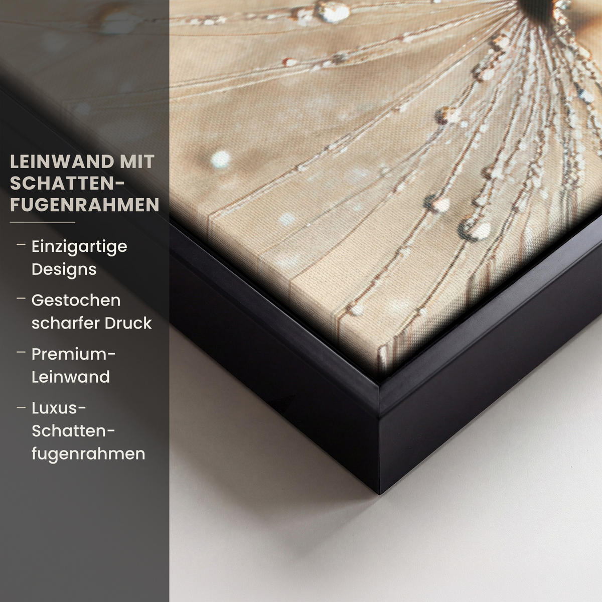 LEINWAND Bilder mit Rahmen - Löwenzahn - Abstrakt - Natur - Beige - 60x40 - Braun, Textil (60/40cm) - MuchoWow