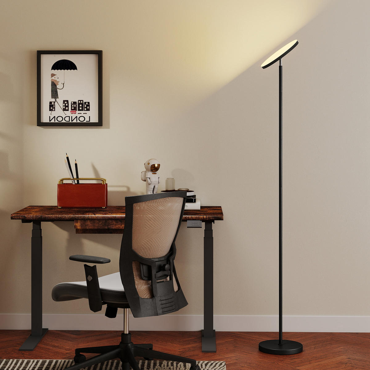 STEHLAMPE Stahl, Kunststoff Schwarz - Schwarz, Metall (25/25/177cm) - HOMCOM