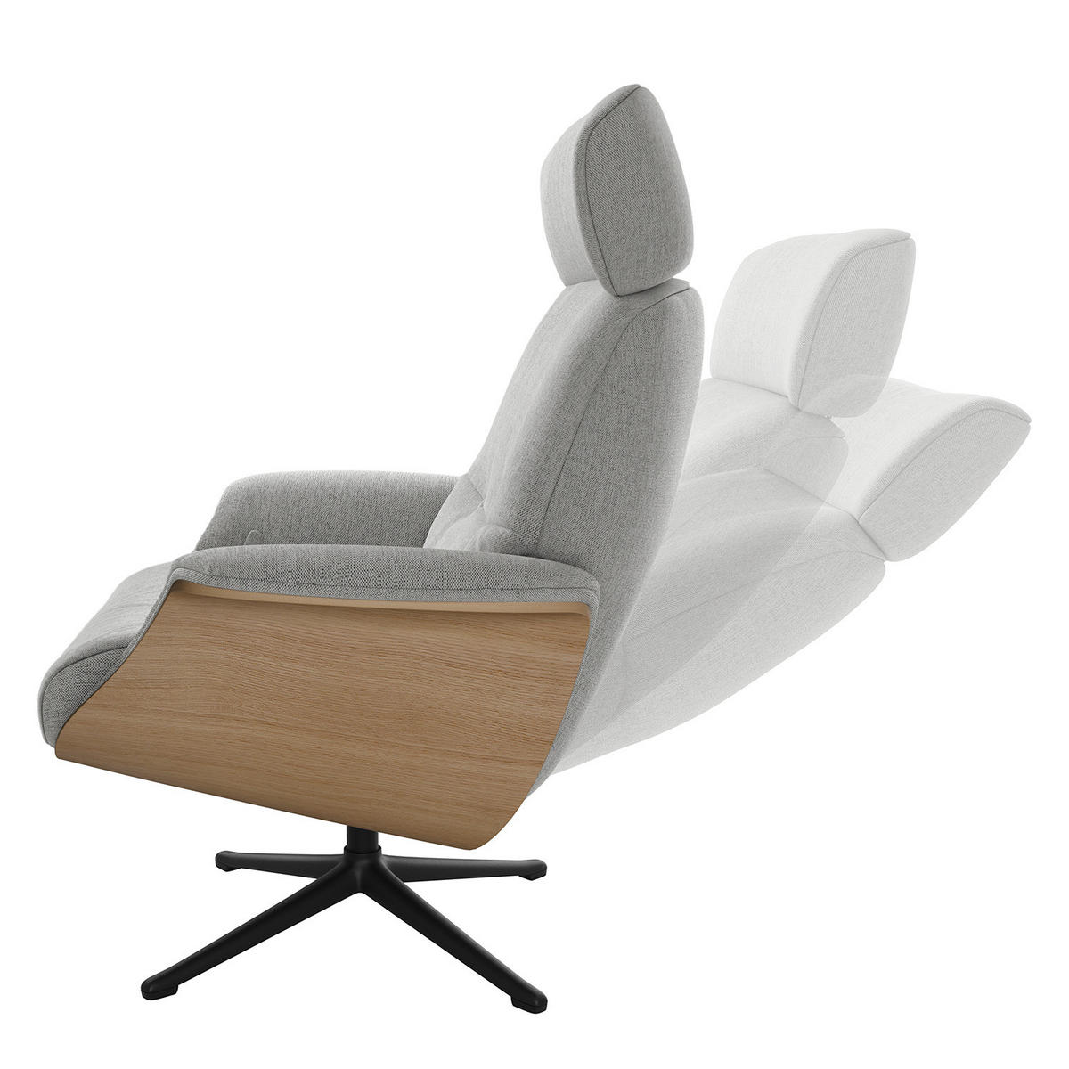 SESSEL - manuell verstellbar - Hellgrau/Schwarz, Textil/Metall (83/110/88cm) - home24