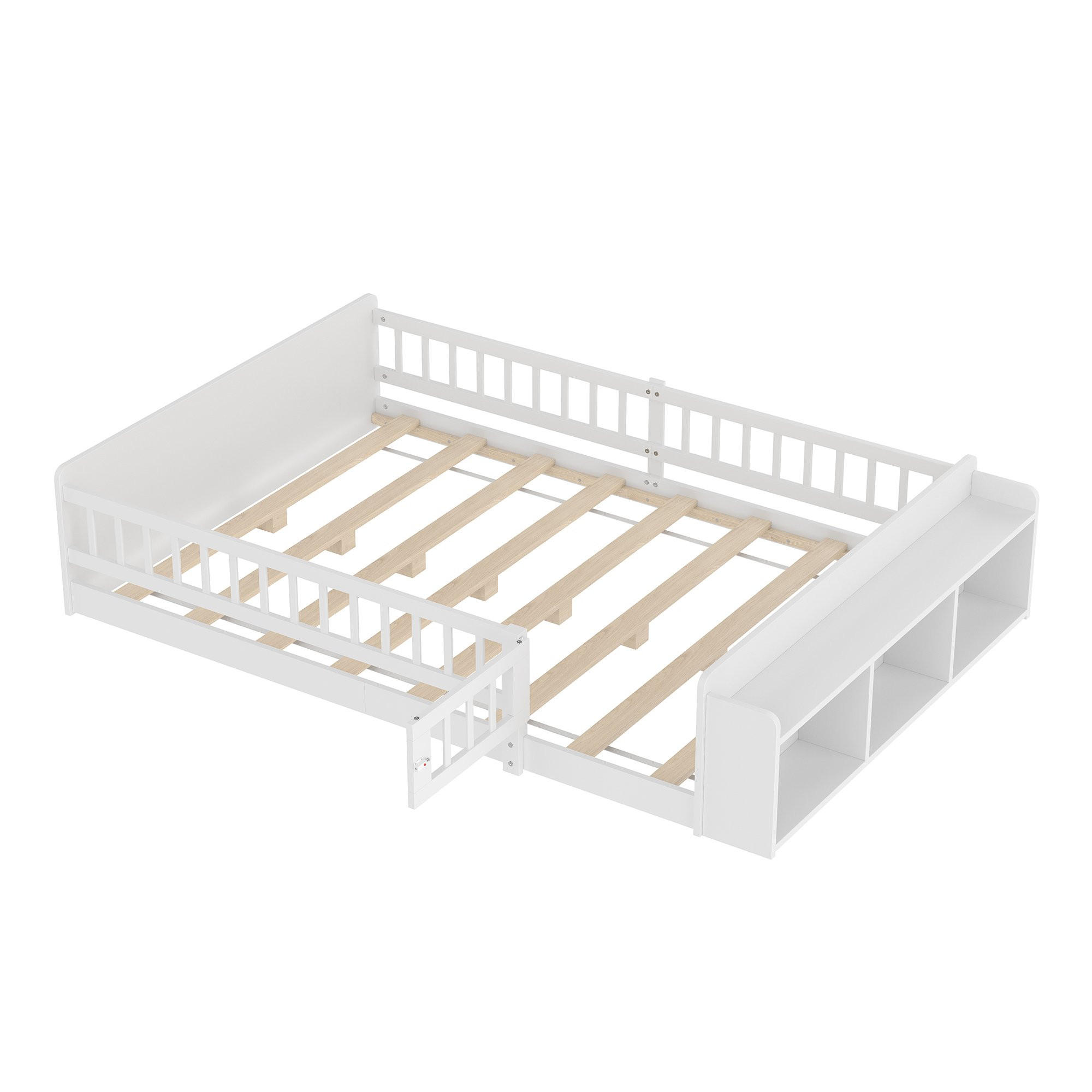 KINDERBETT 140 x 190cm, Kiefernholz, zu öffnendes Gehäuse, ohne Matratze, weiß - Weiß, Holz (140/190cm) - KOMHTOM