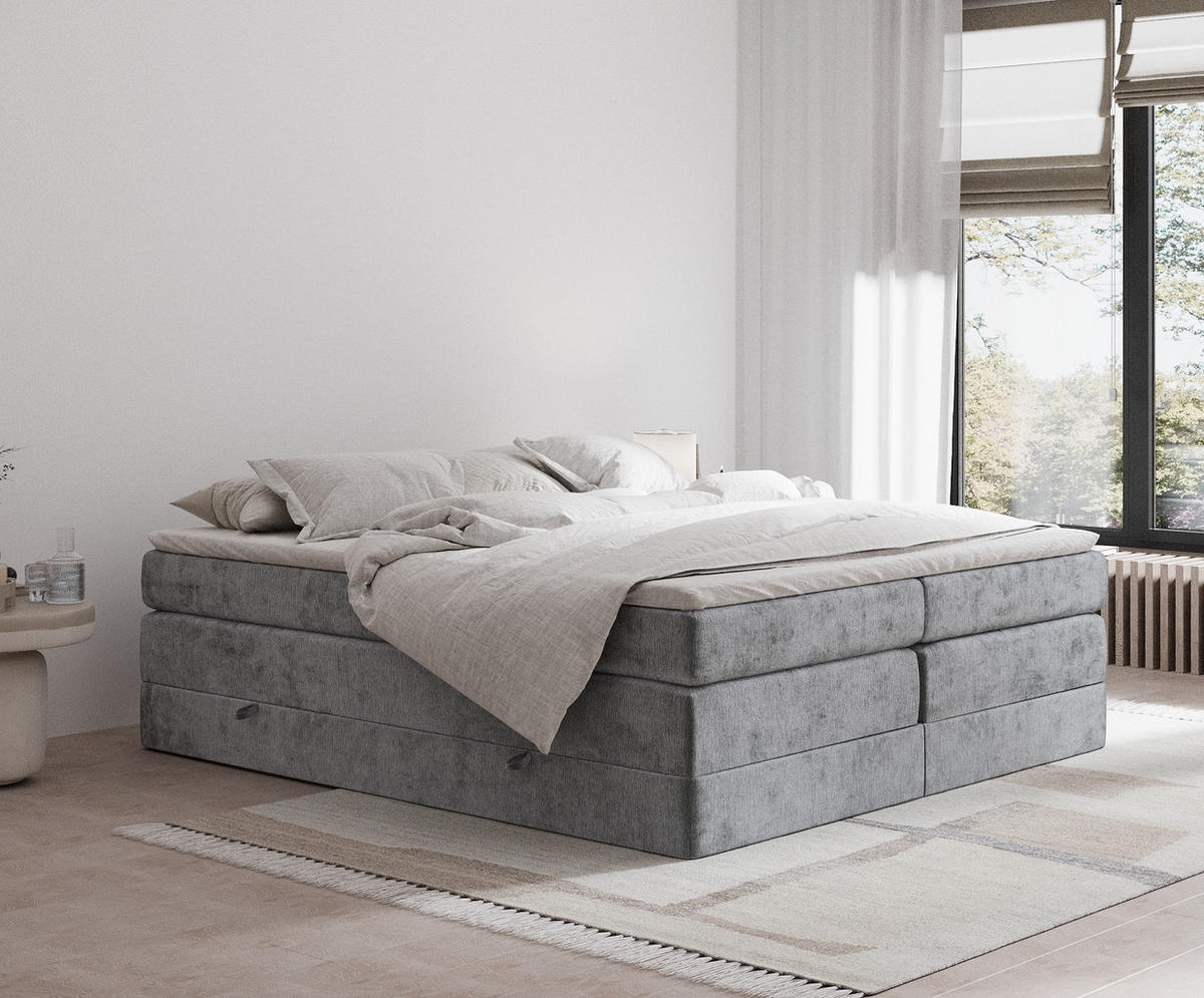BOXSPRINGBETT Juniper Grau 140/200 cm - Schwarz/Grau, Holz/Holzwerkstoff (140/200cm) - Maison de Reve
