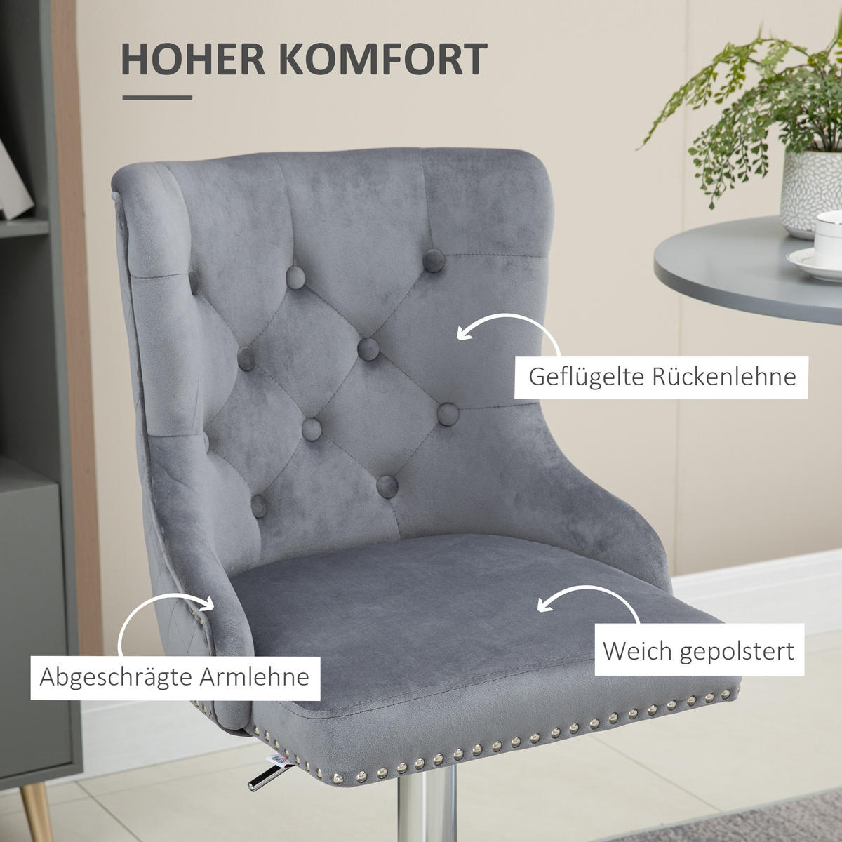 2ER Set Barhocker Barstühle Drehstühle höhenverstellbar modern Hellgrau - Grau, Kunststoff (55/123/46cm) - HOMCOM