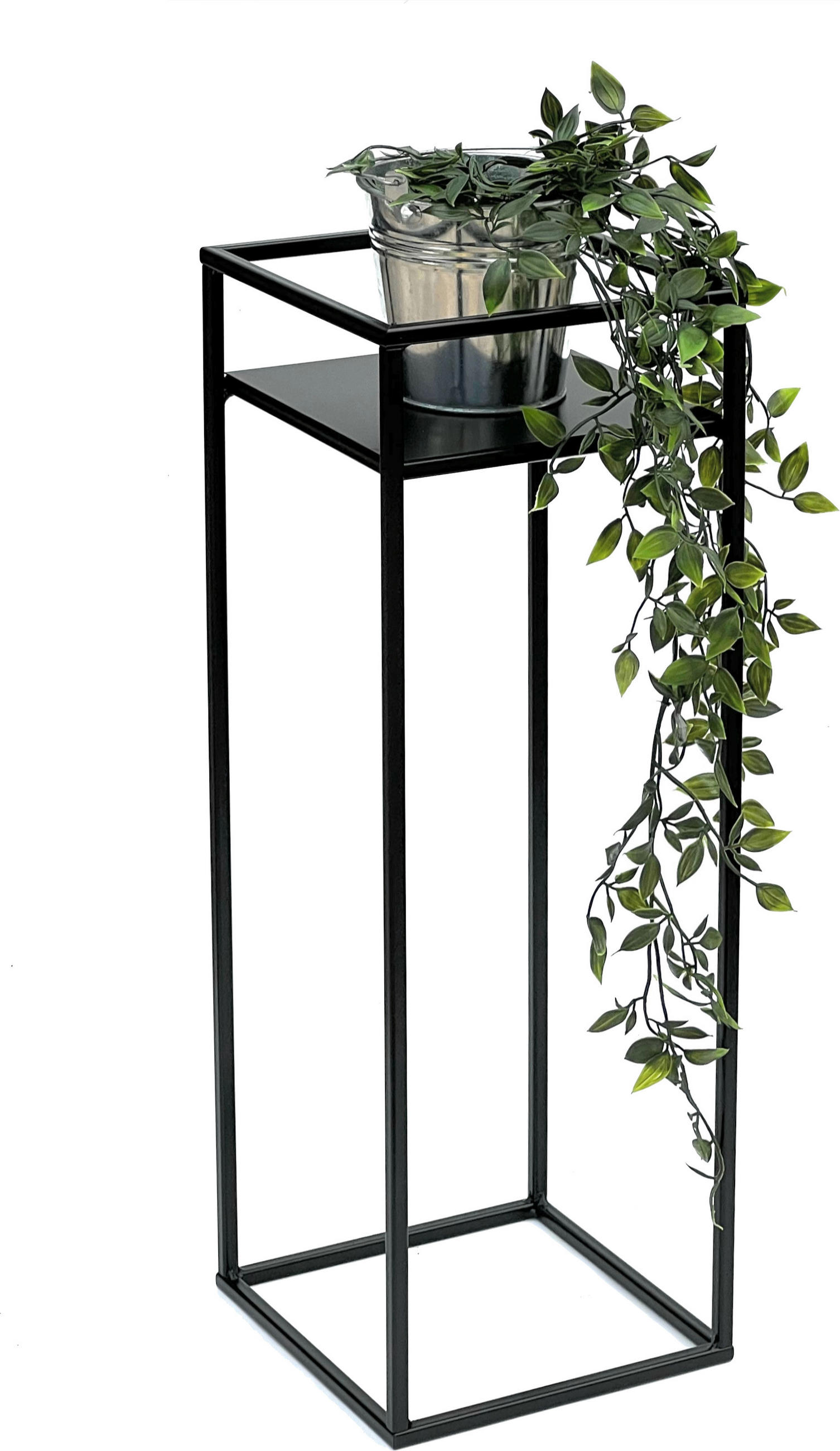 BLUMENHOCKER Metall Schwarz Eckig 62 cm - Schwarz, Metall (22/62/22cm) - DanDiBo