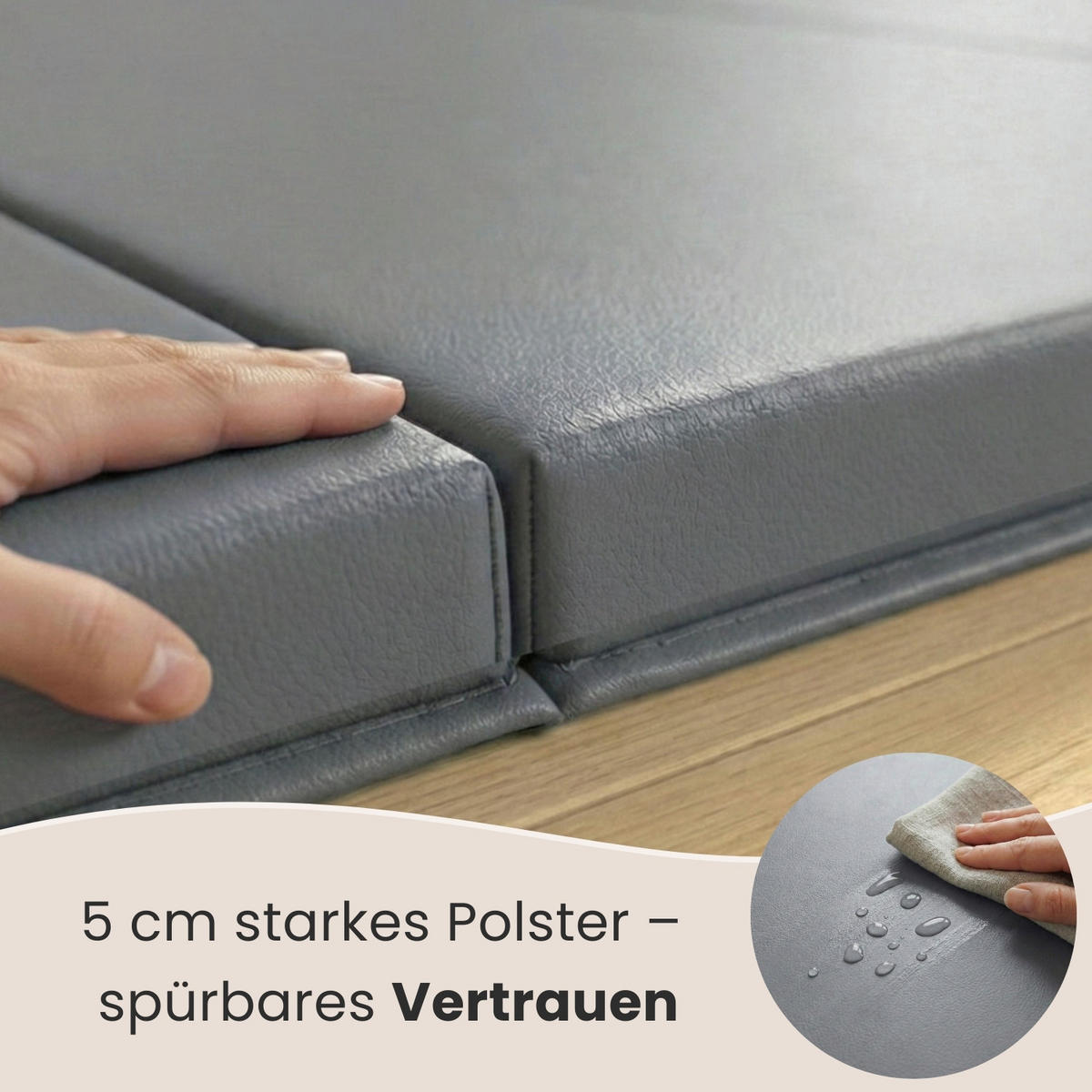 GYMNASTIKMATTE zum Wenden - 180/60/5 cm Faltbare Turnmatte - Grau, Kunststoff (60/180cm) - eyepower