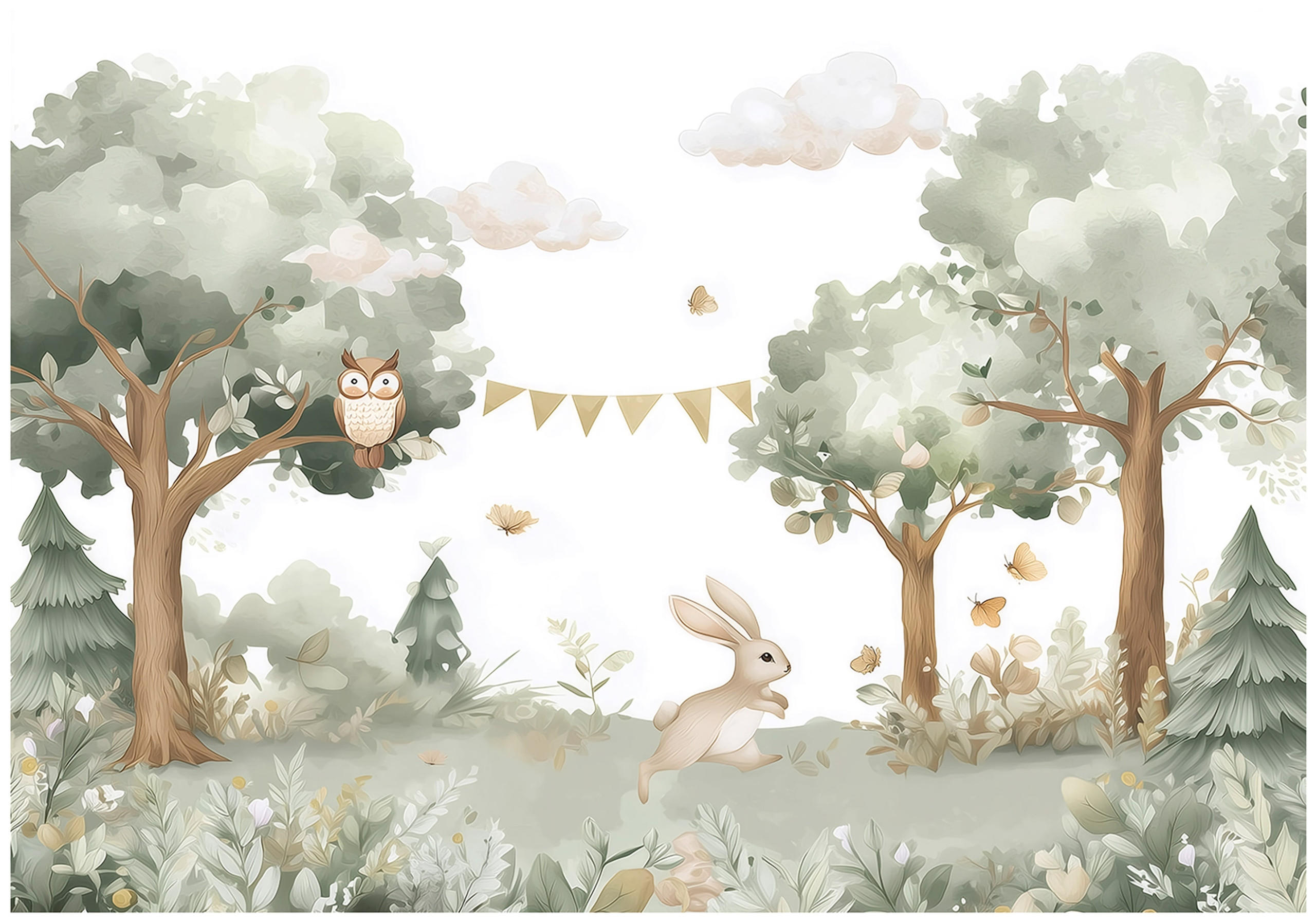 FOTOTAPETE Wald Tiere Grün 200x140 cm - Multicolor, Papier (200/140cm) - Wallarena