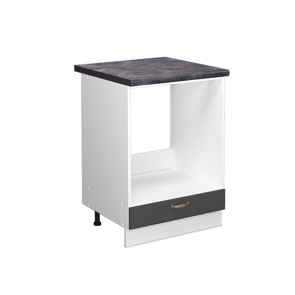 HERDUMBAUSCHRANK Fame-Line Anthrazit-Gold 60 cm, AP Anthrazit - Anthrazit/Weiß, Holzwerkstoff (60/82/60cm) - Vicco
