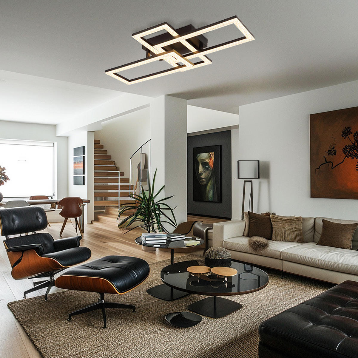 LED DECKENLEUCHTE Kristalle Schwarz - Schwarz, Metall (61.4/34/9.3cm) - Globo Lighting