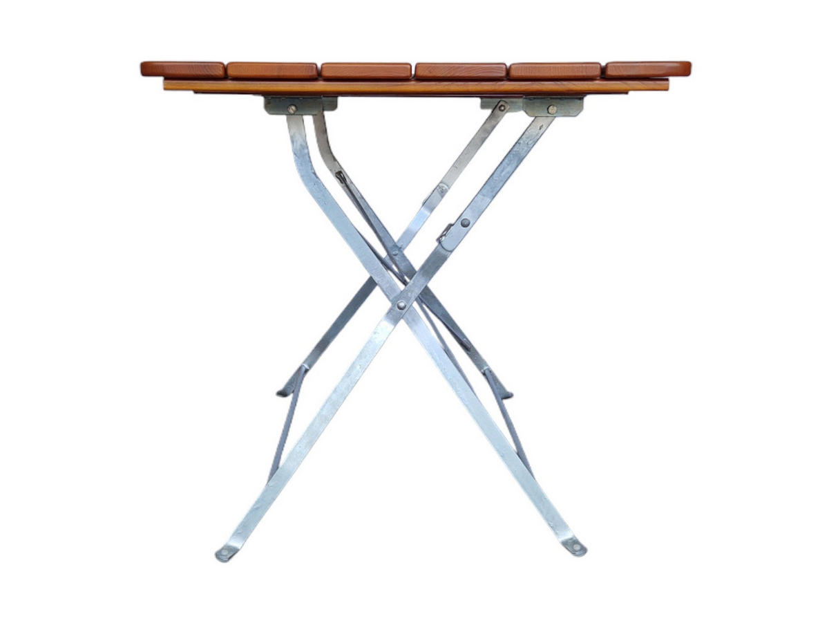 BIERGARTENTISCH BERGTAL 74x120x70cm Klappbar Eschenholz Silber/Braun 4 Peronen - Braun, Holz (70/120/74cm) - CHEFGASTRO