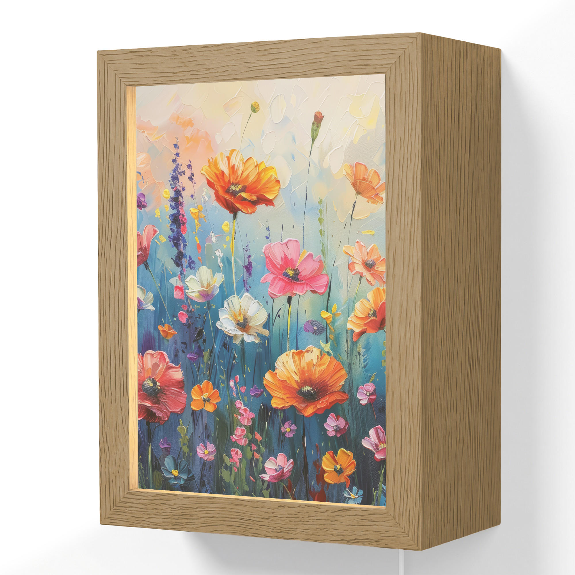 OnlyWow NÁSTĚNNÁ LAMPA Květiny - Příroda - Akvarel - Umění 15x20 cm