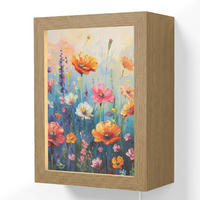 NÁSTĚNNÁ LAMPA Květiny - Příroda - Akvarel - Umění 15x20 cm - různobarevná, kompozitní dřevo (15/20/8cm) - OnlyWow