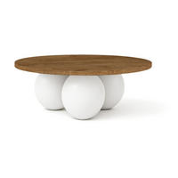 COUCHTISCH BELLY runder 60 cm im modernen Stil (Eiche Lefkas/Weiß)) - Dunkelbraun/Weiß, Holz (60/60/27cm) - Dekori_Interiors