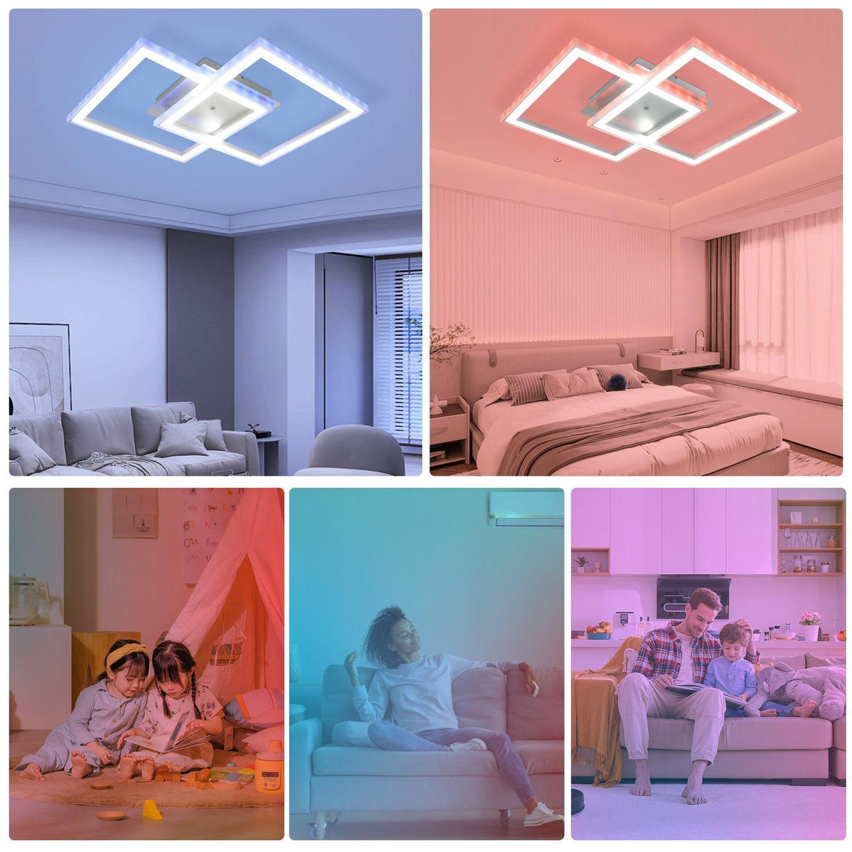 LED-DECKENLEUCHTE Kranzort 44.5/7.0/44.5 cm - Silberfarben, Metall (44.5/44.5/7cm) - ZMH