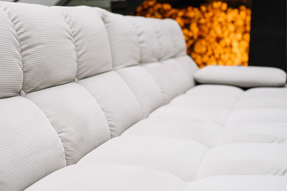 ECKSOFA VIVIEN Weiß Cord - Schwarz/Weiß, Kunststoff/Textil (290/178cm) - KAWOLA