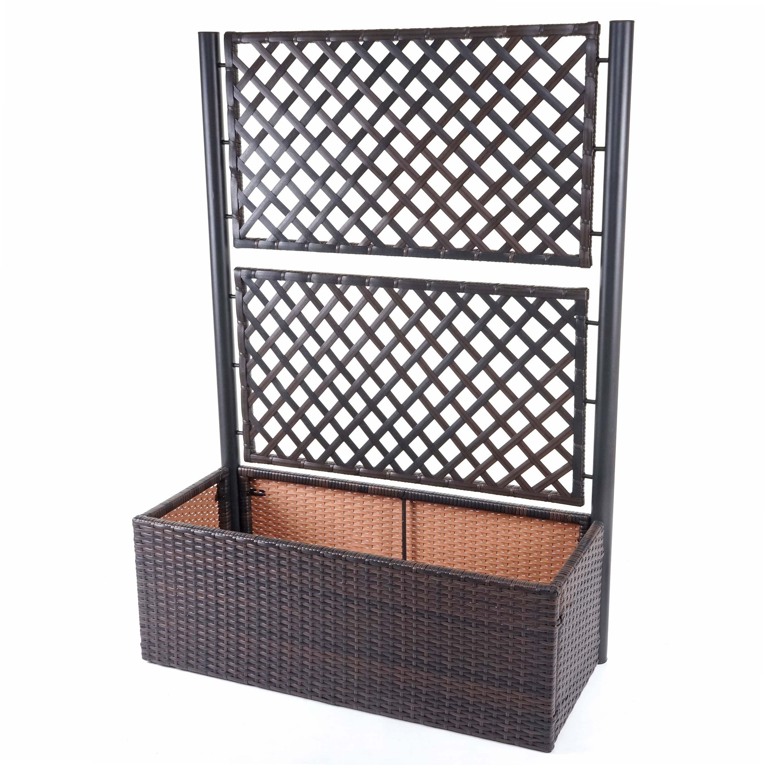 POLY-RATTAN RANKGITTER Braun, Anthrazit - Anthrazit/Braun, Kunststoff (100/142/43cm) - MCW