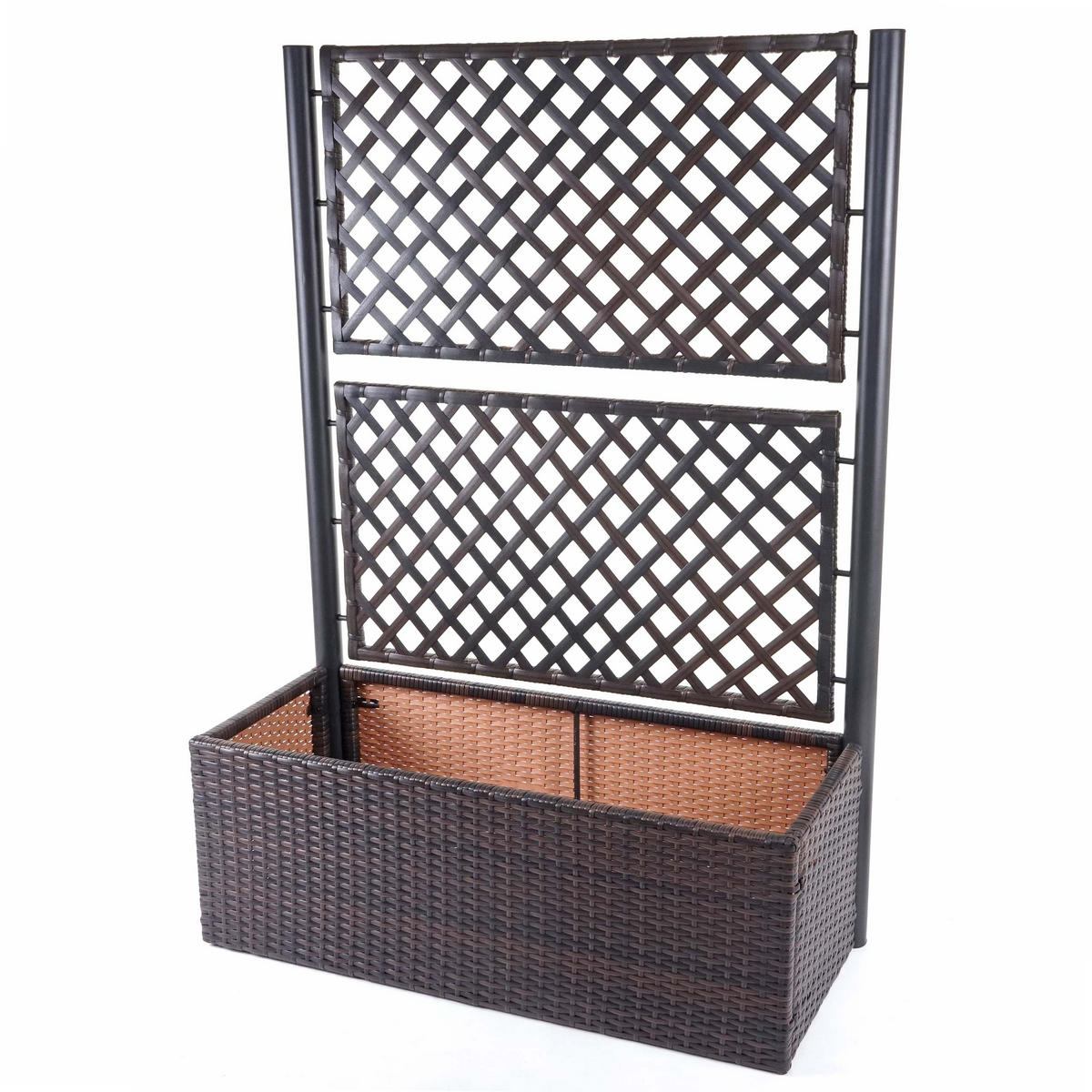POLY-RATTAN RANKGITTER Braun, Anthrazit - Anthrazit/Braun, Kunststoff (100/142/43cm) - MCW