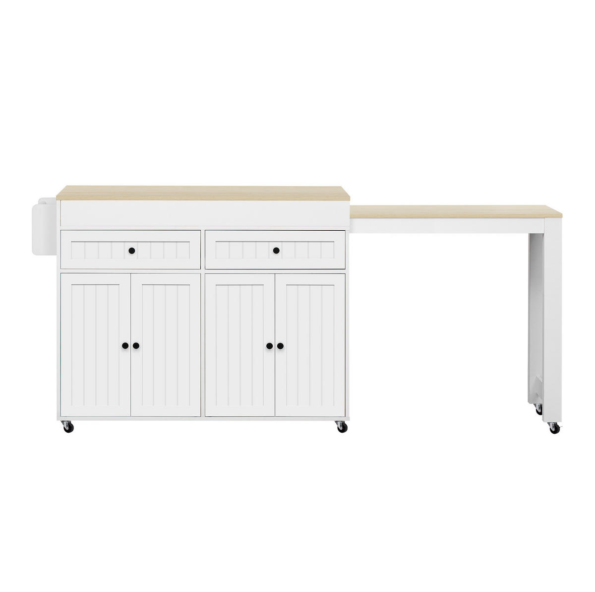 KÜCHENINSEL mit ausziehbarer Arbeitsplatte 112-180,5 cm White/Natural - Weiß, Holz (45/92.2/180.5cm) - Beauniv