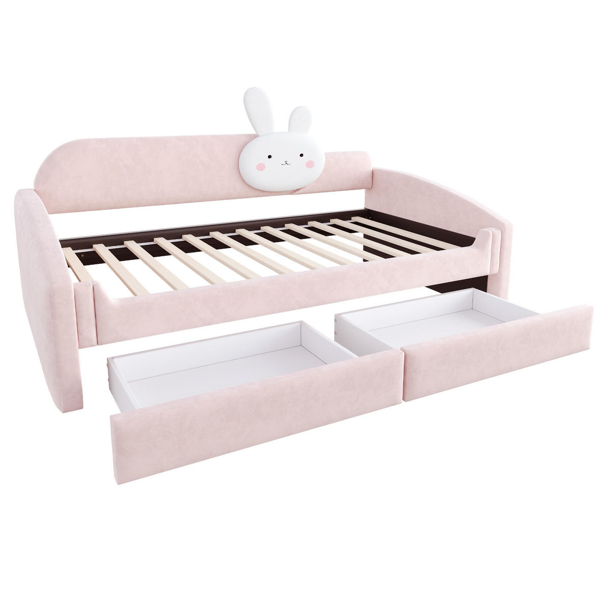 KINDERBETT mit 2 Schubladen und LED 90x200 cm Samt Rosa - Pink, Holzwerkstoff (90/200cm) - Beauniv