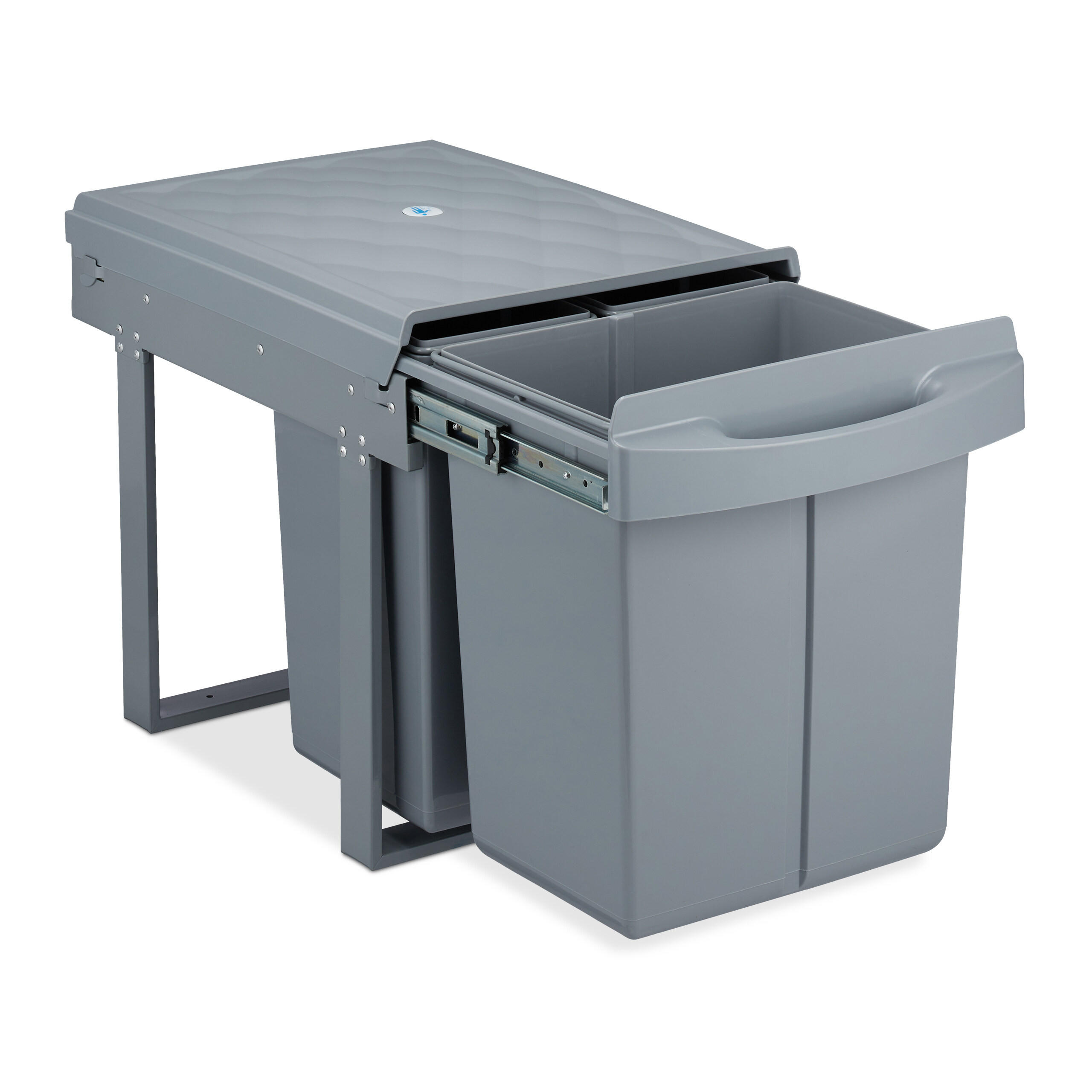 COȘ Gri încorporabil culisant 20 l - gri, material plastic/metal (34/41.3/51.8cm) - Relaxdays