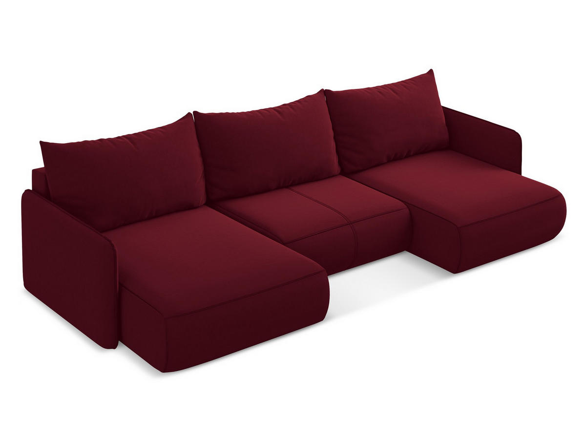 WOHNLANDSCHAFT Samt Stoff Rot - Bordeaux/Rot, Kunststoff/Textil (290/86/148cm) - Makamii