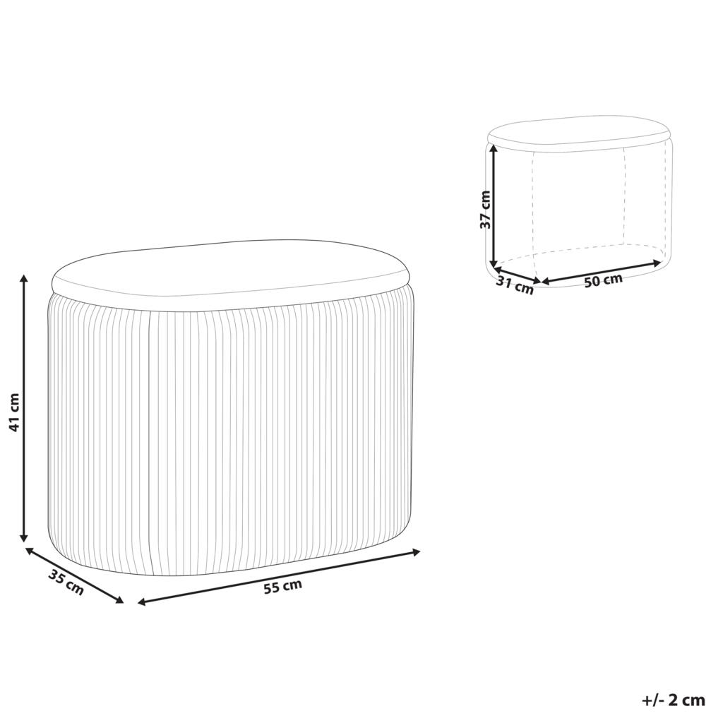 Thumbnail - Beliani Pouf, Beige, Textil, 1-Sitzer, Oval, 55x41x35 cm, Wohnzimmer, Hocker, Poufs