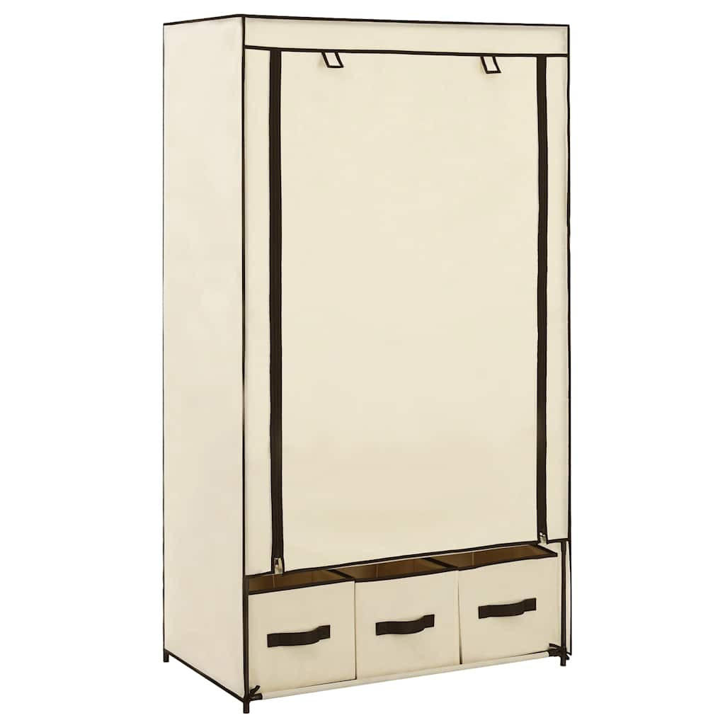 STOFFSCHRANK mit 3 Schubladen, 1 Rolltür 87/49/159 cm Creme - Creme, Holz/Textil (87/159/49cm) - vidaXL