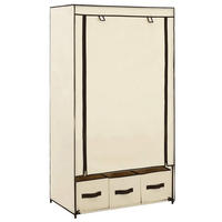 STOFFSCHRANK mit 3 Schubladen, 1 Rolltür 87/49/159 cm Creme - Creme, Holz/Textil (87/159/49cm) - vidaXL