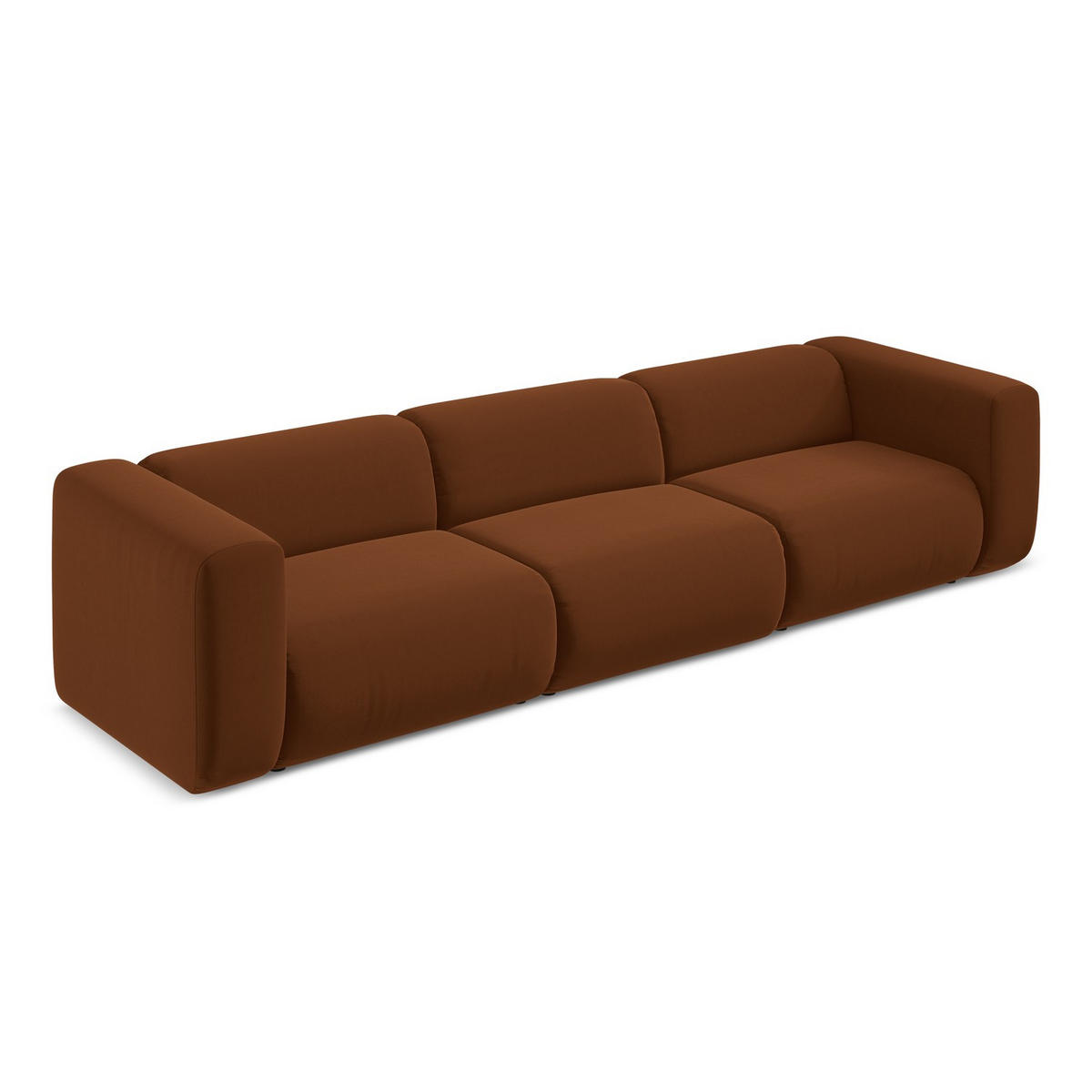 4-SITZER-SOFA Samt Stoff Orange - Terracotta/Schwarz, Kunststoff/Textil (319/70/89cm) - LaMiaSofa