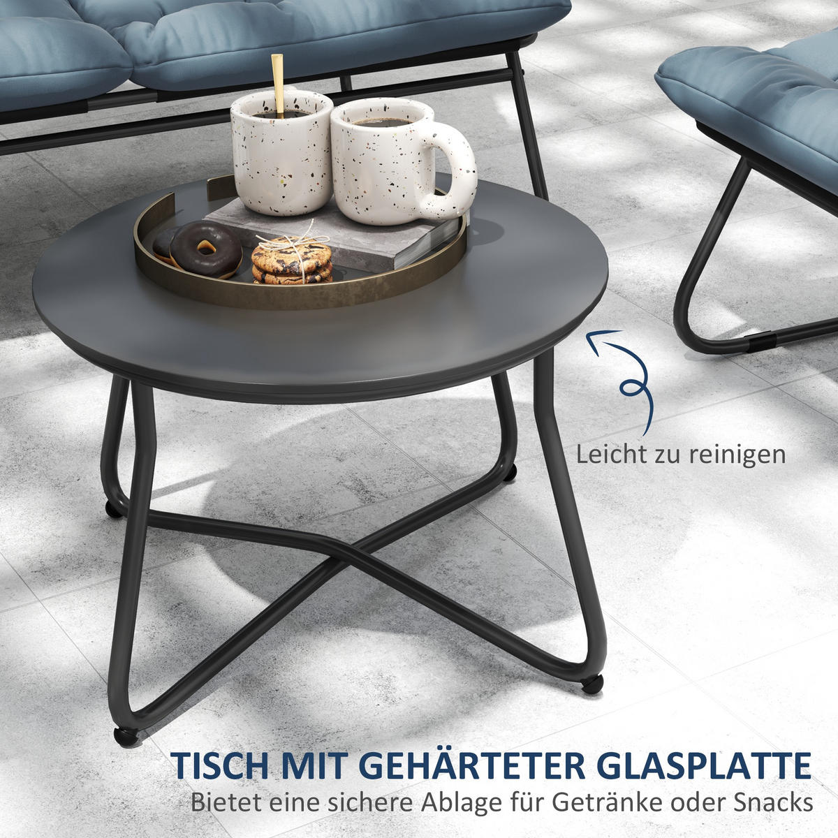 GARTENMÖBEL-SET 4 Personen Grau - Grau, Metall - Outsunny
