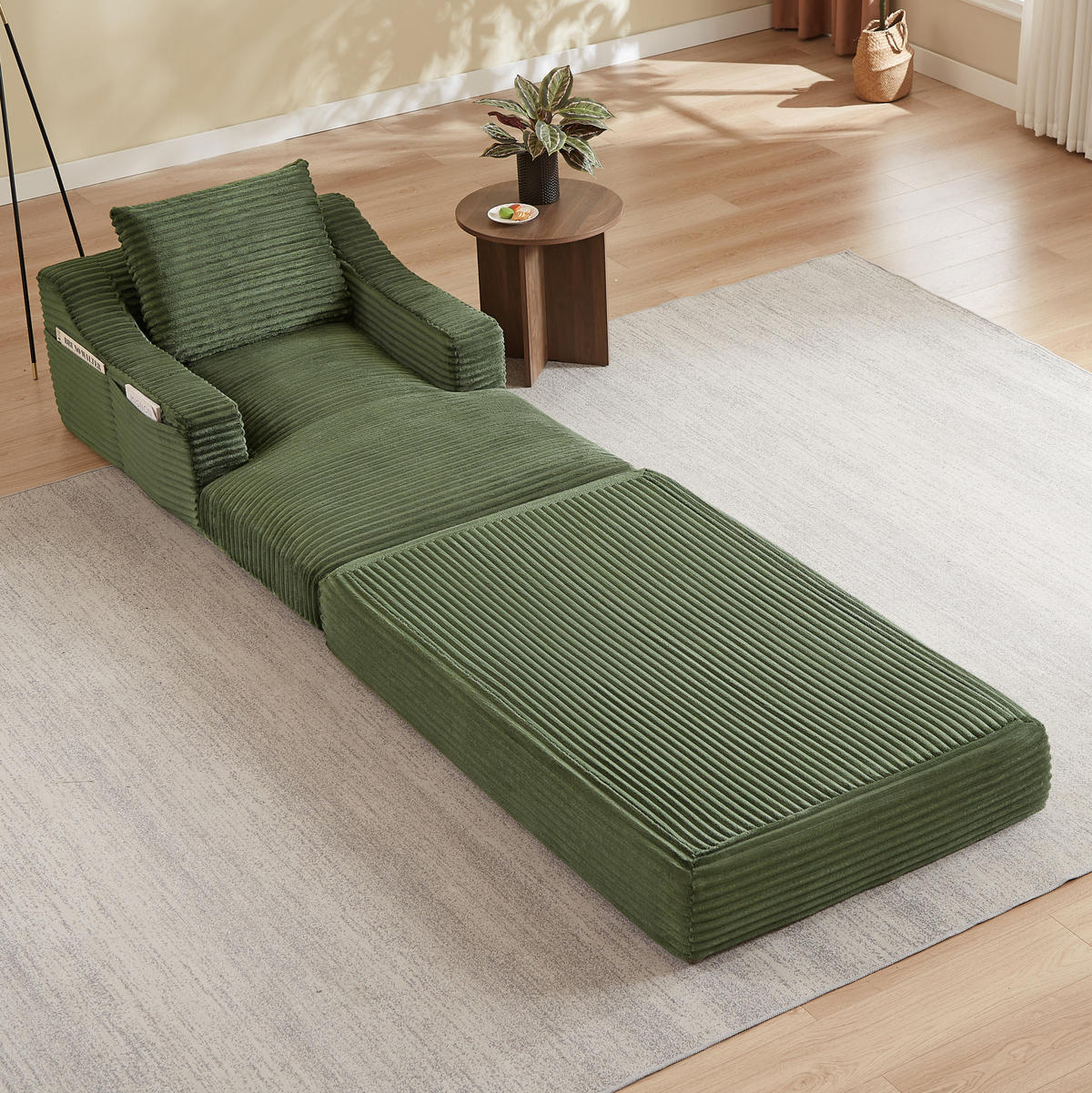 SESSEL ausziehbar Grün mit Doppelschicht-Design - Grün, Textil (162/68/100cm) - Meubliv