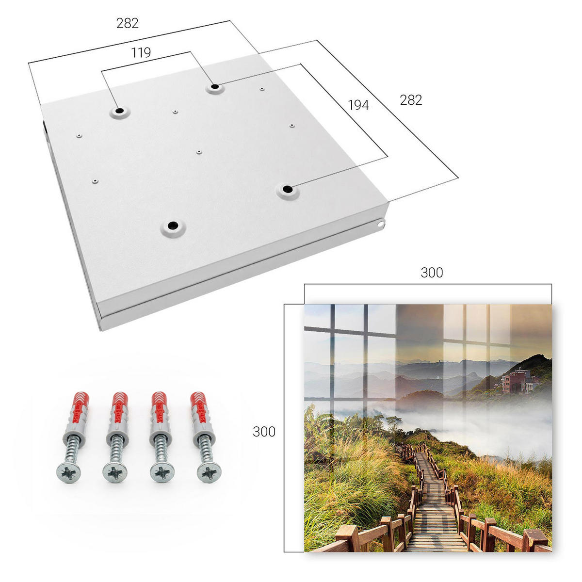SCHLÜSSELBOX Weiß 30x30 cm – Türöffnung nach rechts - Bergzauber - Grün, Metall (30/30/5cm) - TULUP